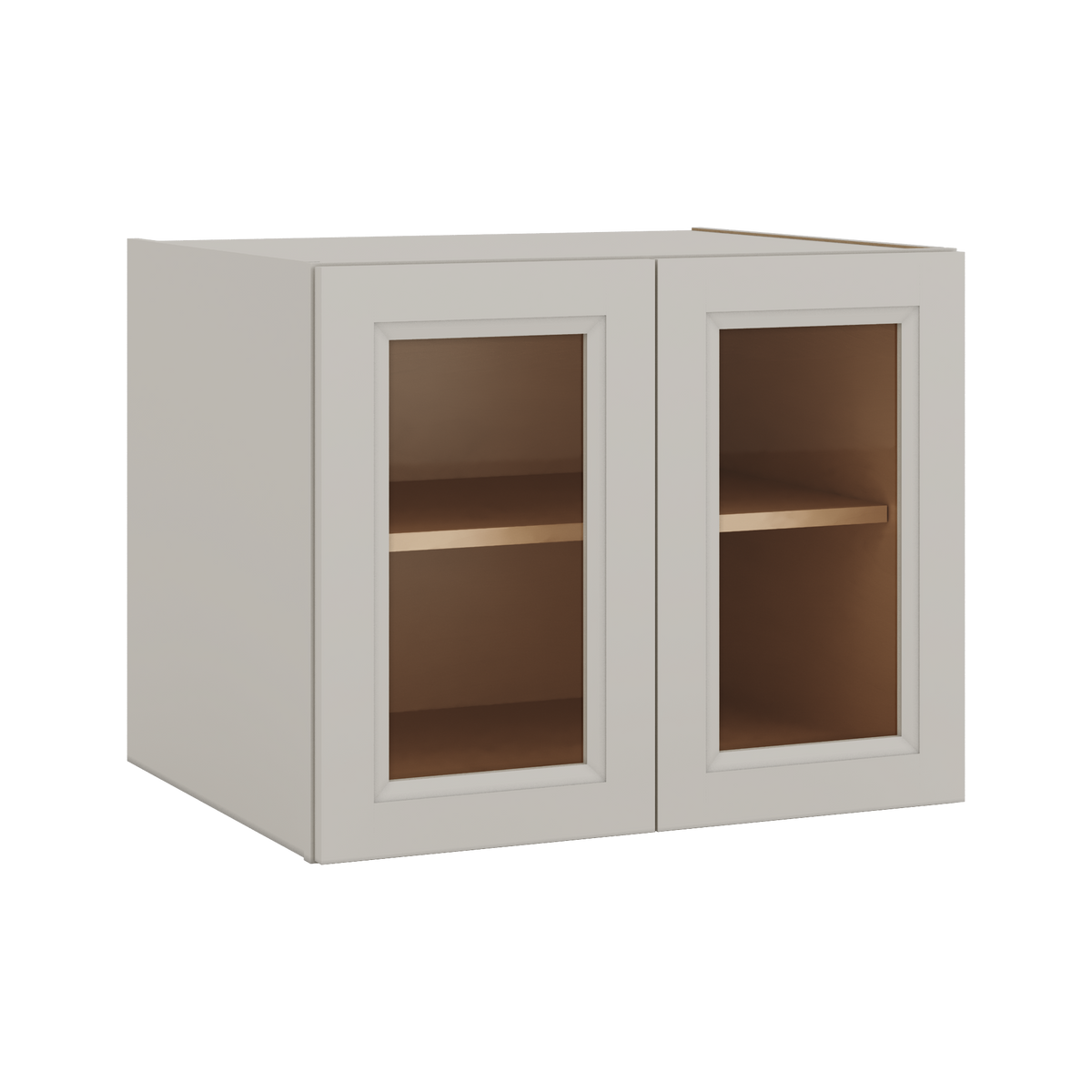 30" Wide 24" Deep Bridge 27LGDS Laguna Gray Double Shaker Glass Ready Wall Cabinet - Double Door 12", 15", 18", 21" & 24" Tall