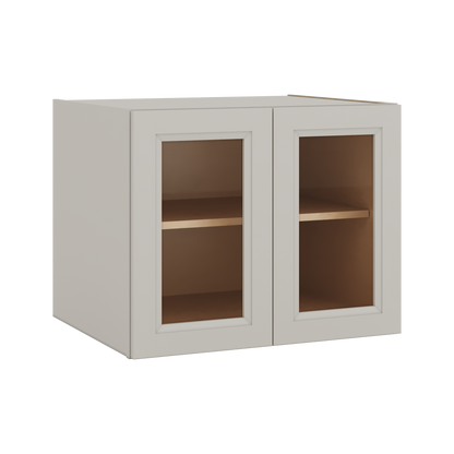 30" Wide 24" Deep Bridge 27LGDS Laguna Gray Double Shaker Glass Ready Wall Cabinet - Double Door 12", 15", 18", 21" & 24" Tall