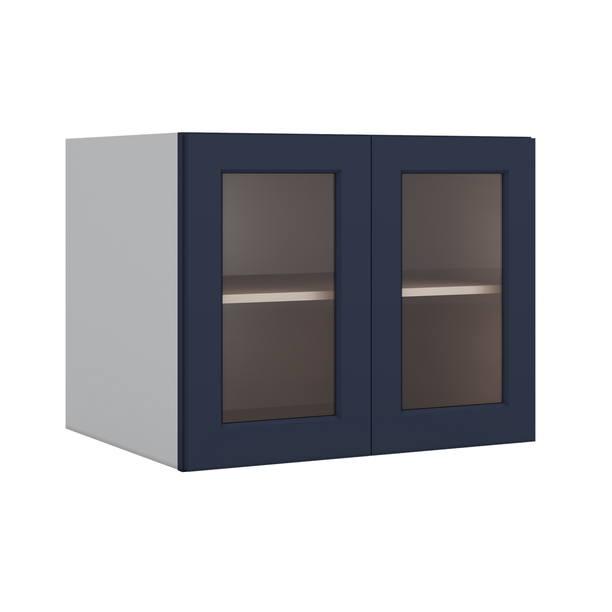 30" Wide 24" Deep Bridge NB29 Naval Blue Shaker 1-1/4" Overlay Glass Ready Wall Cabinet - Double Door 12", 15", 18", 21" & 24" Tall
