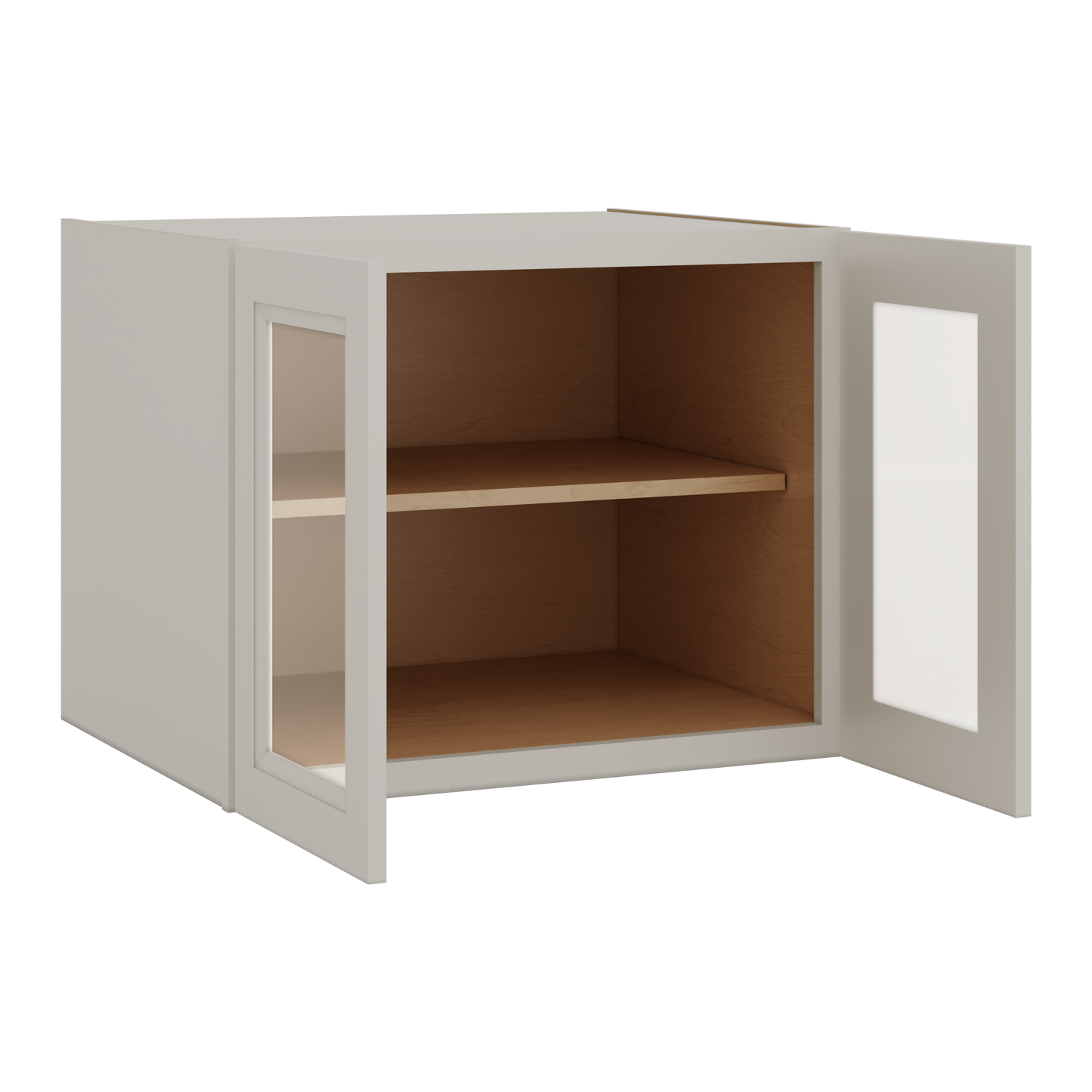 30" Wide 24" Deep Bridge 27LGDS Laguna Gray Double Shaker Glass Ready Wall Cabinet - Double Door 12", 15", 18", 21" & 24" Tall
