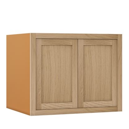 30" Wide 24" Deep Bridge White Oak Inset Shaker Wall Cabinet - Double Door 12", 15", 18", 21", 24", 27", 30" Tall