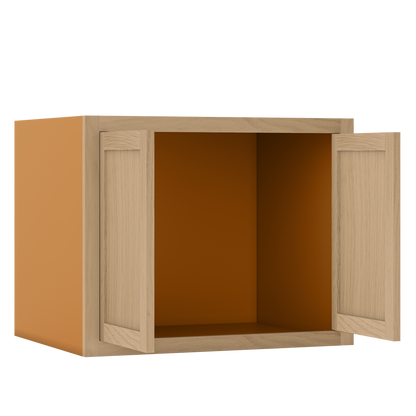 30" Wide 24" Deep Bridge White Oak Inset Shaker Wall Cabinet - Double Door 12", 15", 18", 21", 24", 27", 30" Tall