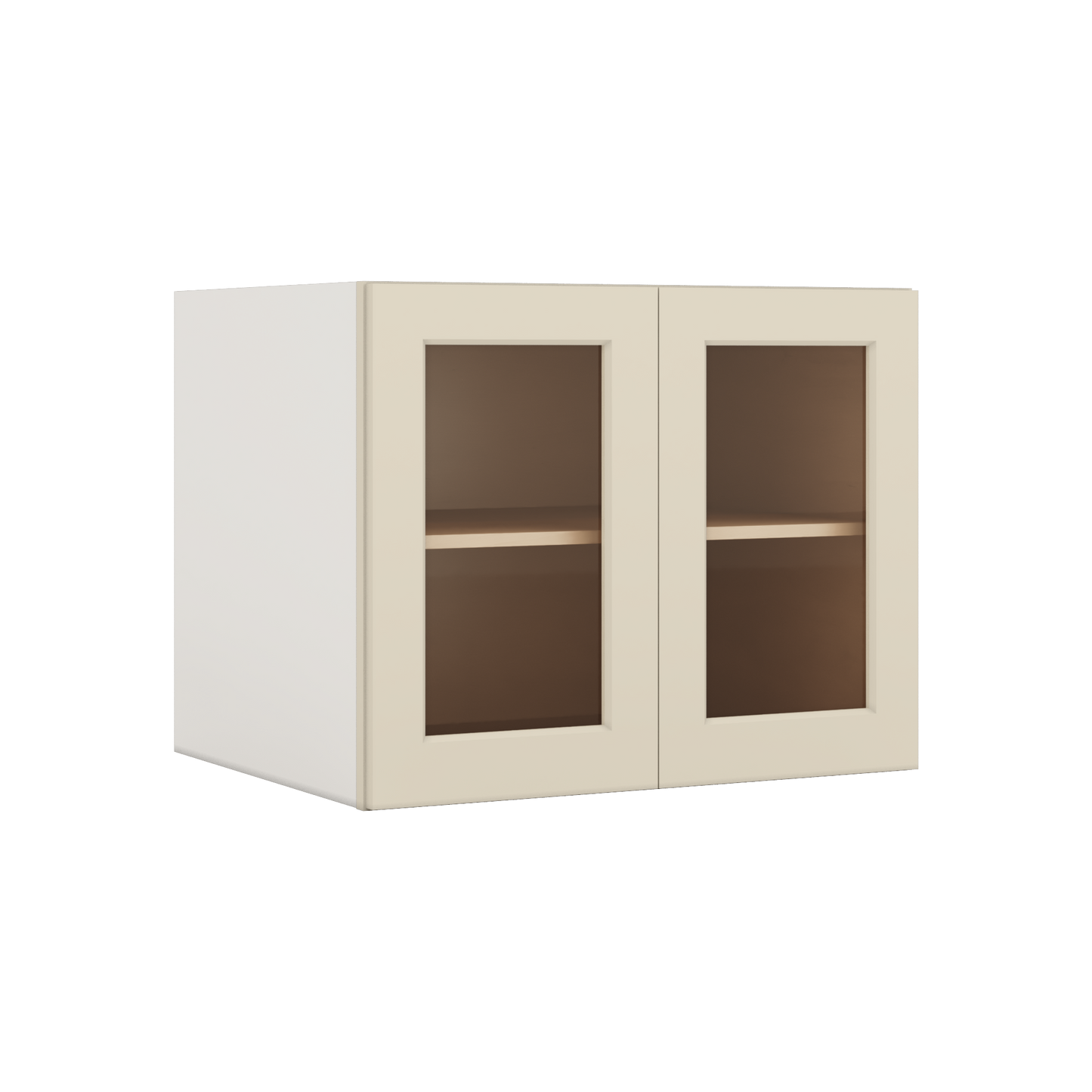 30" Wide 24" Deep Bridge Manhattan Cream Shaker 1-1/4" Overlay Glass Ready Wall Cabinet - Double Door 12", 15", 18", 21" & 24" Tall