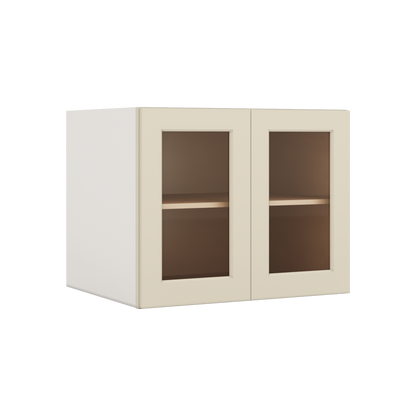 30" Wide 24" Deep Bridge Manhattan Cream Shaker 1-1/4" Overlay Glass Ready Wall Cabinet - Double Door 12", 15", 18", 21" & 24" Tall