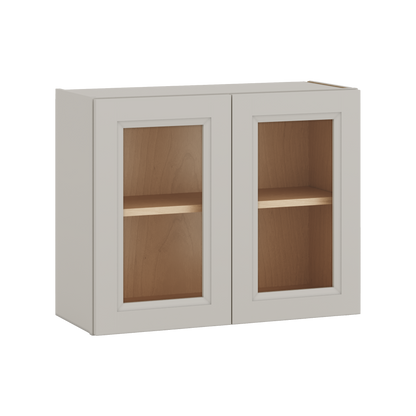 30" Wide Bridge 27LGDS Laguna Gray Double Shaker Glass Ready Wall Cabinet - Double Door 12", 15", 18", 21" & 24" Tall