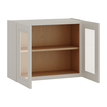 30" Wide Bridge 27LGDS Laguna Gray Double Shaker Glass Ready Wall Cabinet - Double Door 12", 15", 18", 21" & 24" Tall