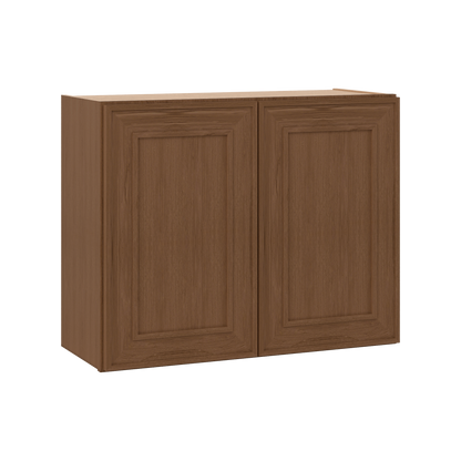 30" Wide Double Door 12", 15", 18", 21"& 24" Tall Bridge Elegant Craftsman Mocha Shaker Wall Cabinet