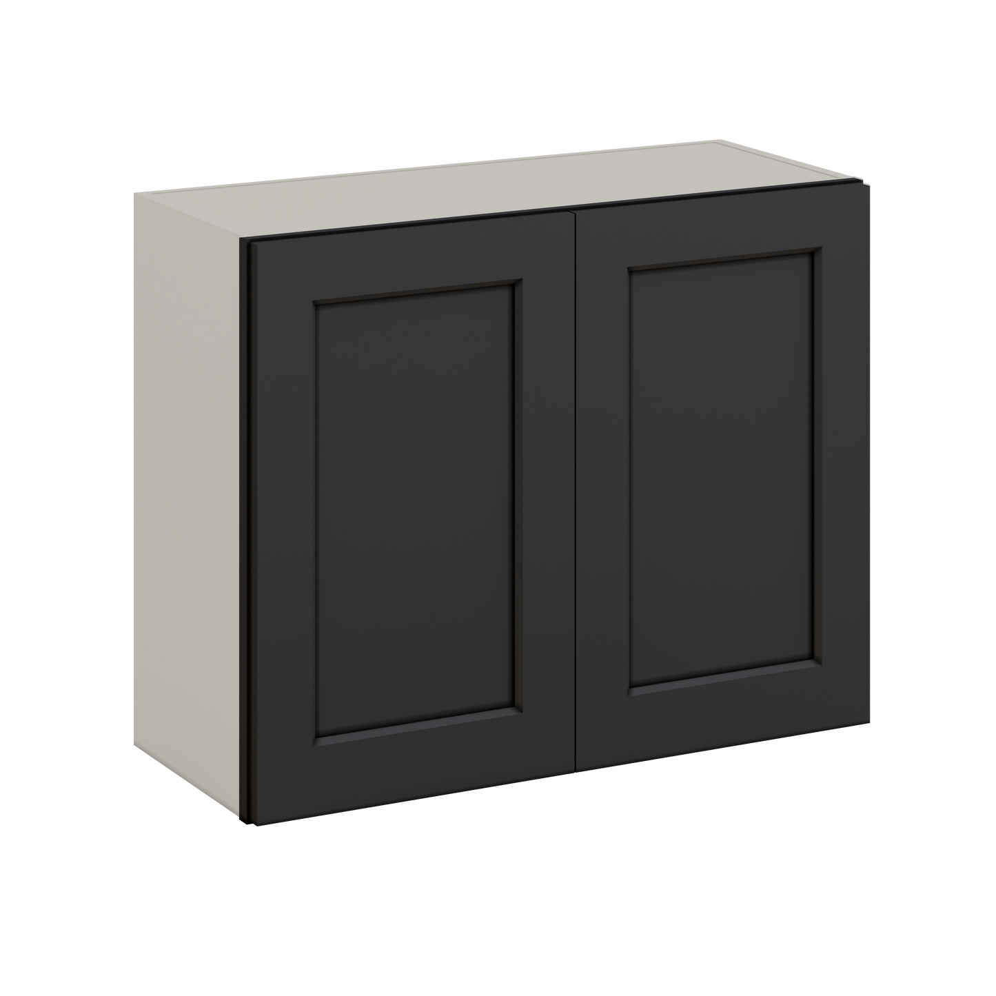 30" Wide Bridge 15HNS Hermosa Noir Black Shaker 1-1/4" Overlay Wall Cabinet - Double Door 12", 15", 18", 21" & 24" Tall