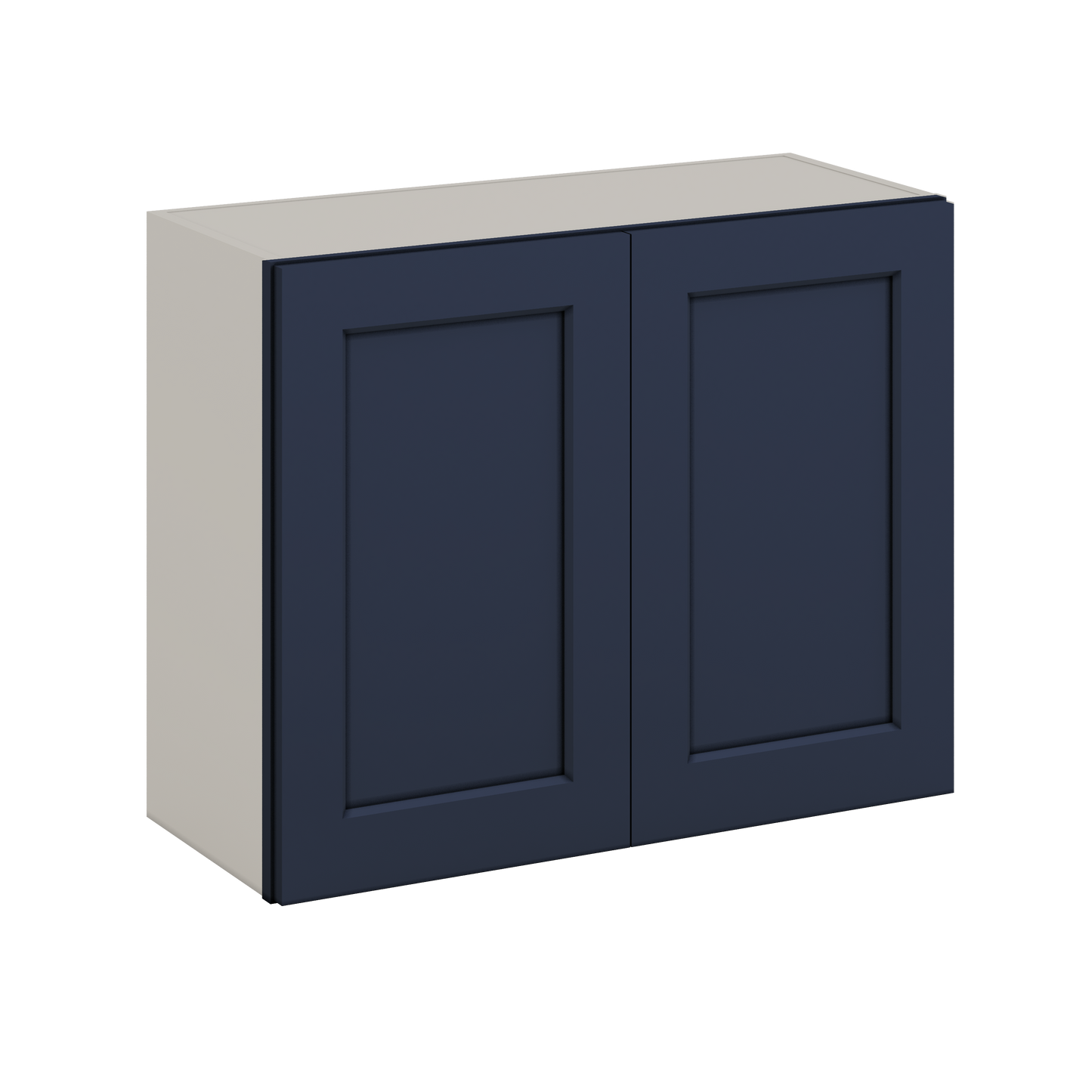 30" Wide Bridge NB29- Naval Blue Shaker 1-1/4" Overlay Wall Cabinet - Double Door 12", 15", 18", 21" & 24" Tall