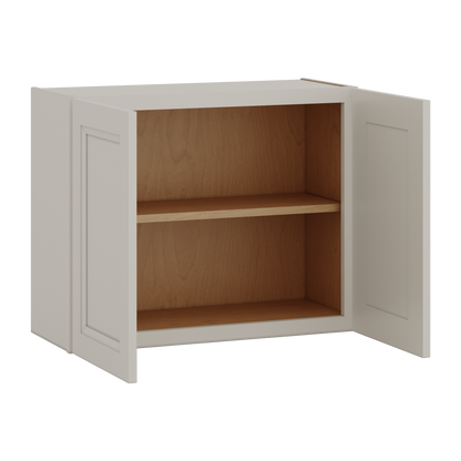 30" Wide Bridge 27LGDS Laguna Gray Double Shaker Wall Cabinet - Double Door 12", 15", 18", 21" & 24" Tall