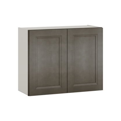 30" Wide Bridge Huntington Cinder Double Shaker Wall Cabinet - Double Door 12", 15", 18", 21" & 24" Tall