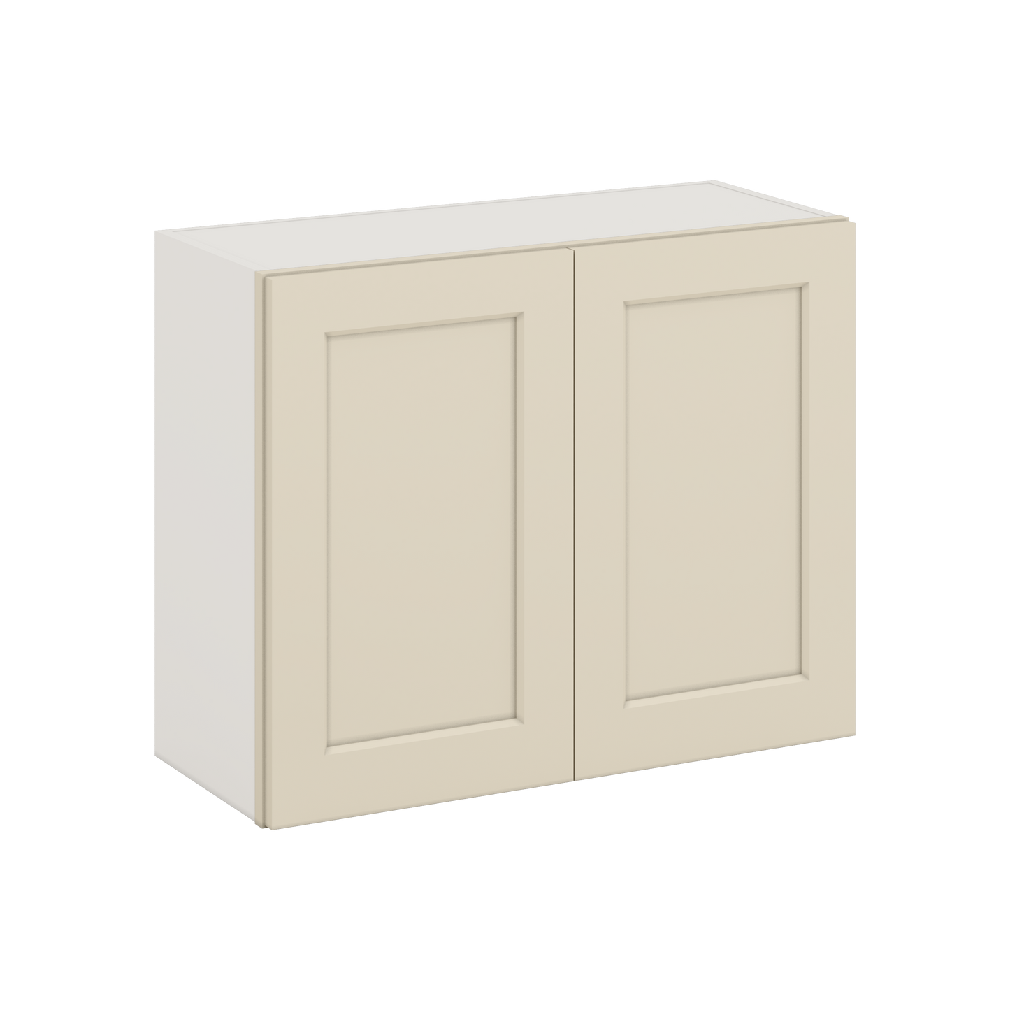 30" Wide Bridge Manhattan Cream Shaker 1-1/4" Overlay Wall Cabinet - Double Door 12", 15", 18", 21" & 24" Tall