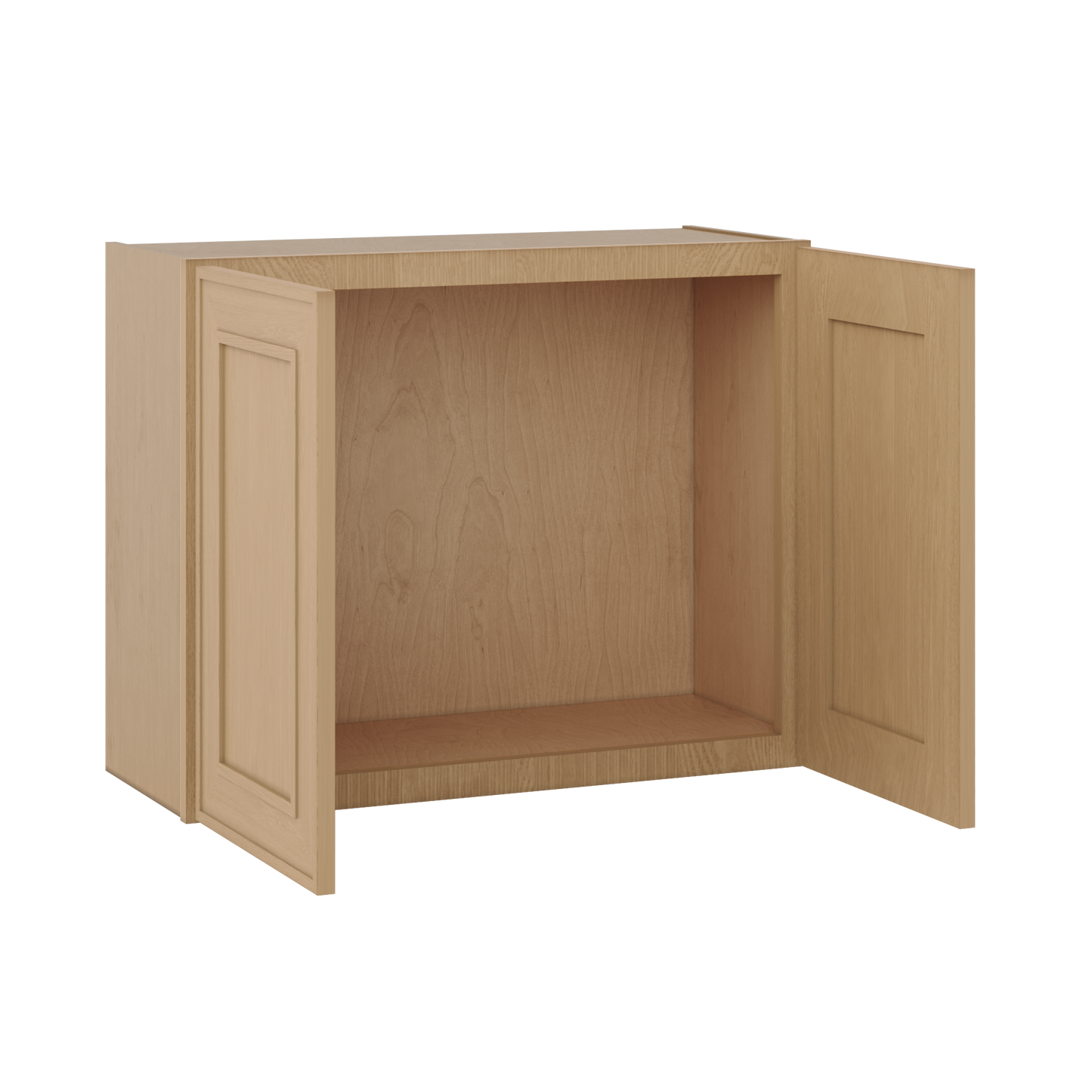 30" Wide Double Door 12", 15", 18", 21"& 24" Tall Bridge Elegant Oak Shaker Wall Cabinet