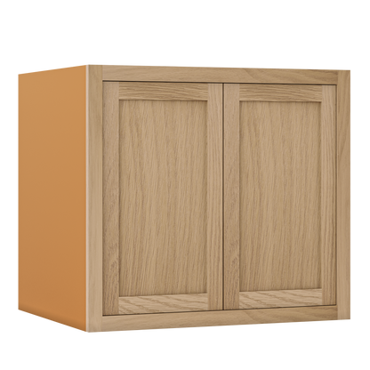 30" Wide 24" Deep Bridge White Oak Inset Shaker Wall Cabinet - Double Door 12", 15", 18", 21", 24", 27", 30" Tall