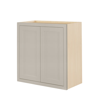 30" Tall Tuscan Gray Inset Shaker Wall Cabinet - Double Door 24", 27", 30", 33" & 36"