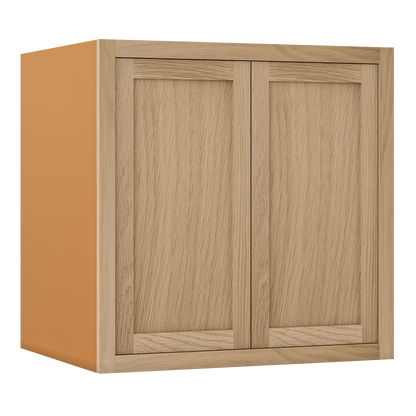 30" Wide 24" Deep Bridge White Oak Inset Shaker Wall Cabinet - Double Door 12", 15", 18", 21", 24", 27", 30" Tall