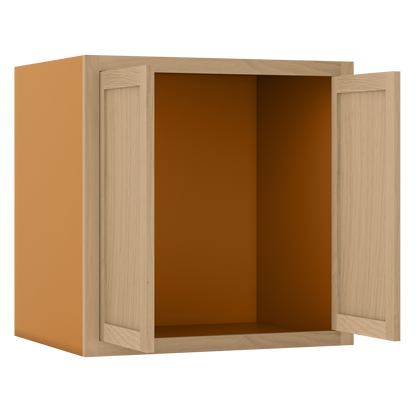 30" Wide 24" Deep Bridge White Oak Inset Shaker Wall Cabinet - Double Door 12", 15", 18", 21", 24", 27", 30" Tall