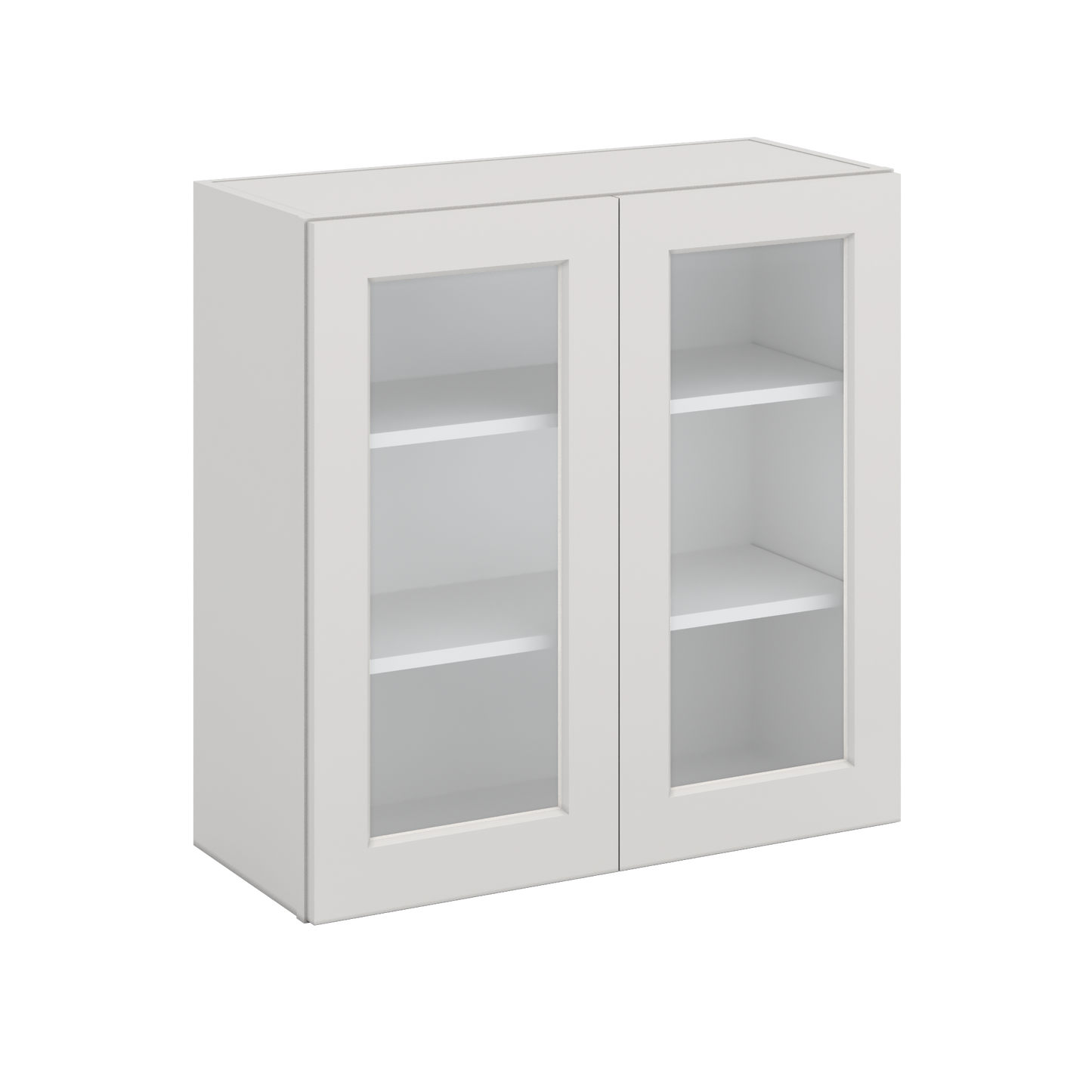 30" Tall 2WS White Shaker 1-1/4" Overlay Glass Ready Wall Cabinet - Double Door 24", 27", 30", 33" & 36" Wide