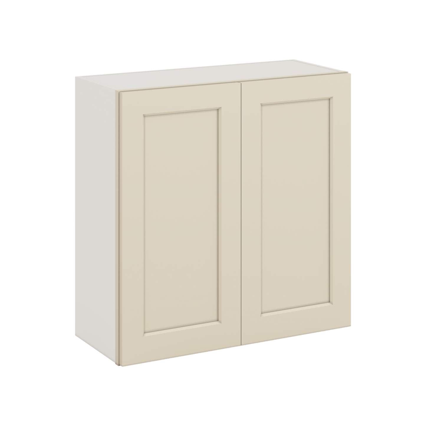 30" Tall Manhattan Cream Shaker 1-1/4" Overlay Wall Cabinet - Double Door 24", 27", 30", 33" & 36" Wide