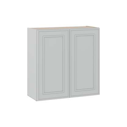 30" Tall Double Door 24", 27", 30", 33" & 36" White Elegant Oak Craftsman Shaker 1-1/4" Overlay Wall Cabinet
