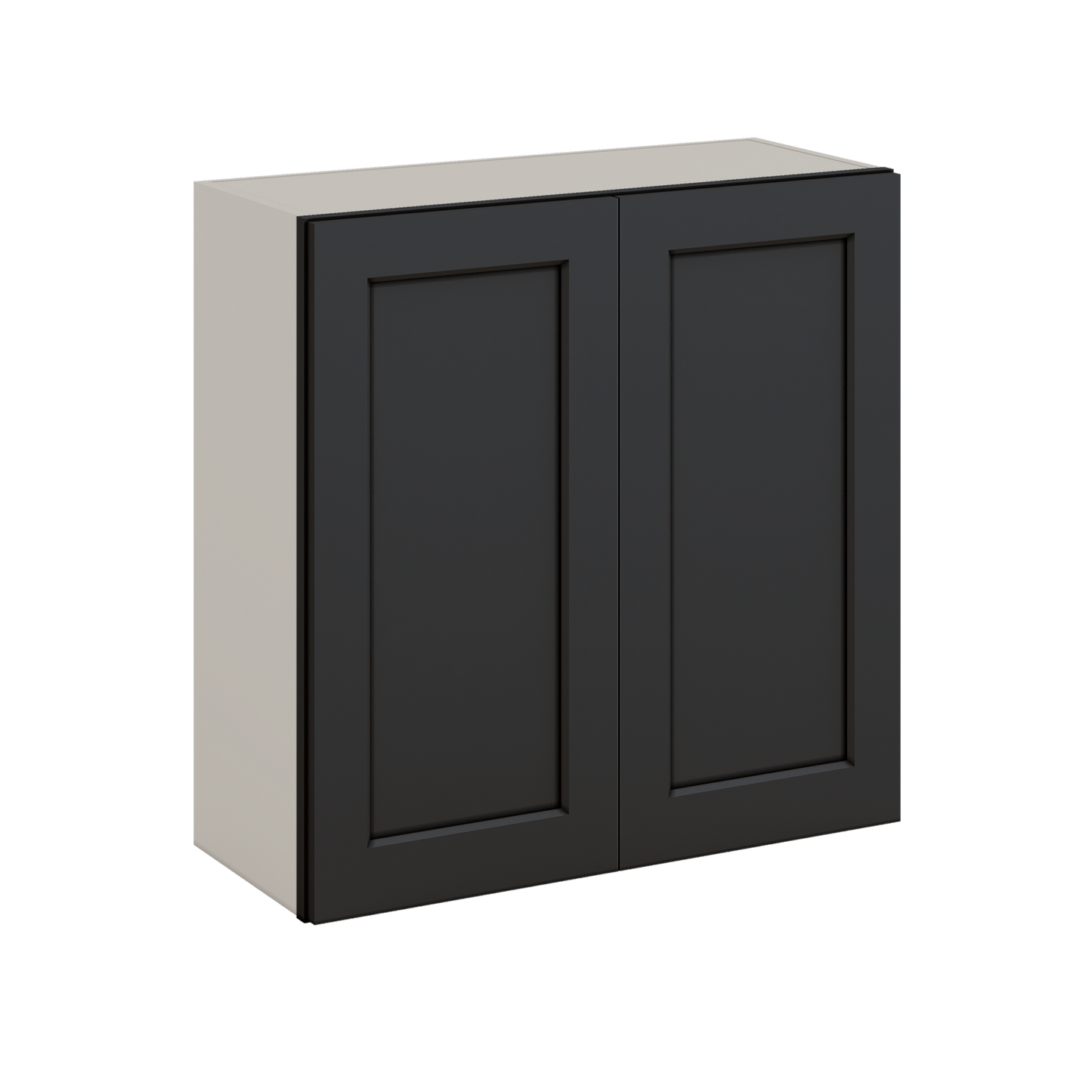 30" Tall 15HNS Hermosa Noir Black Shaker 1-1/4" Overlay Wall Cabinet - Double Door 24", 27", 30", 33" & 36" Wide