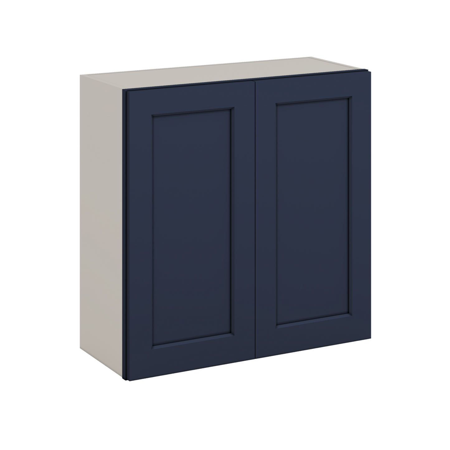 30" Tall NB29- Naval Blue Shaker 1-1/4" Overlay Wall Cabinet - Double Door 24", 27", 30", 33" & 36" 42" Wide
