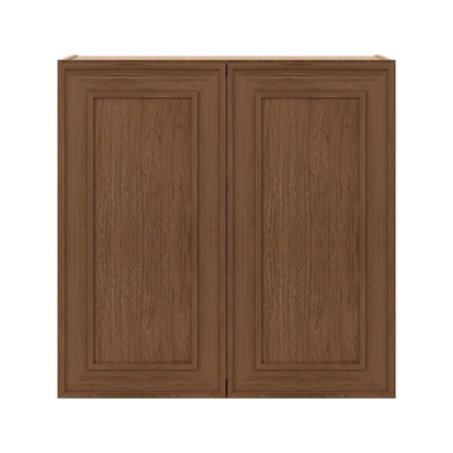 30" Tall Double Door 24", 27", 30", 33" & 36" Elegant Craftsman Mocha Shaker 1-1/4" Overlay Wall Cabinet