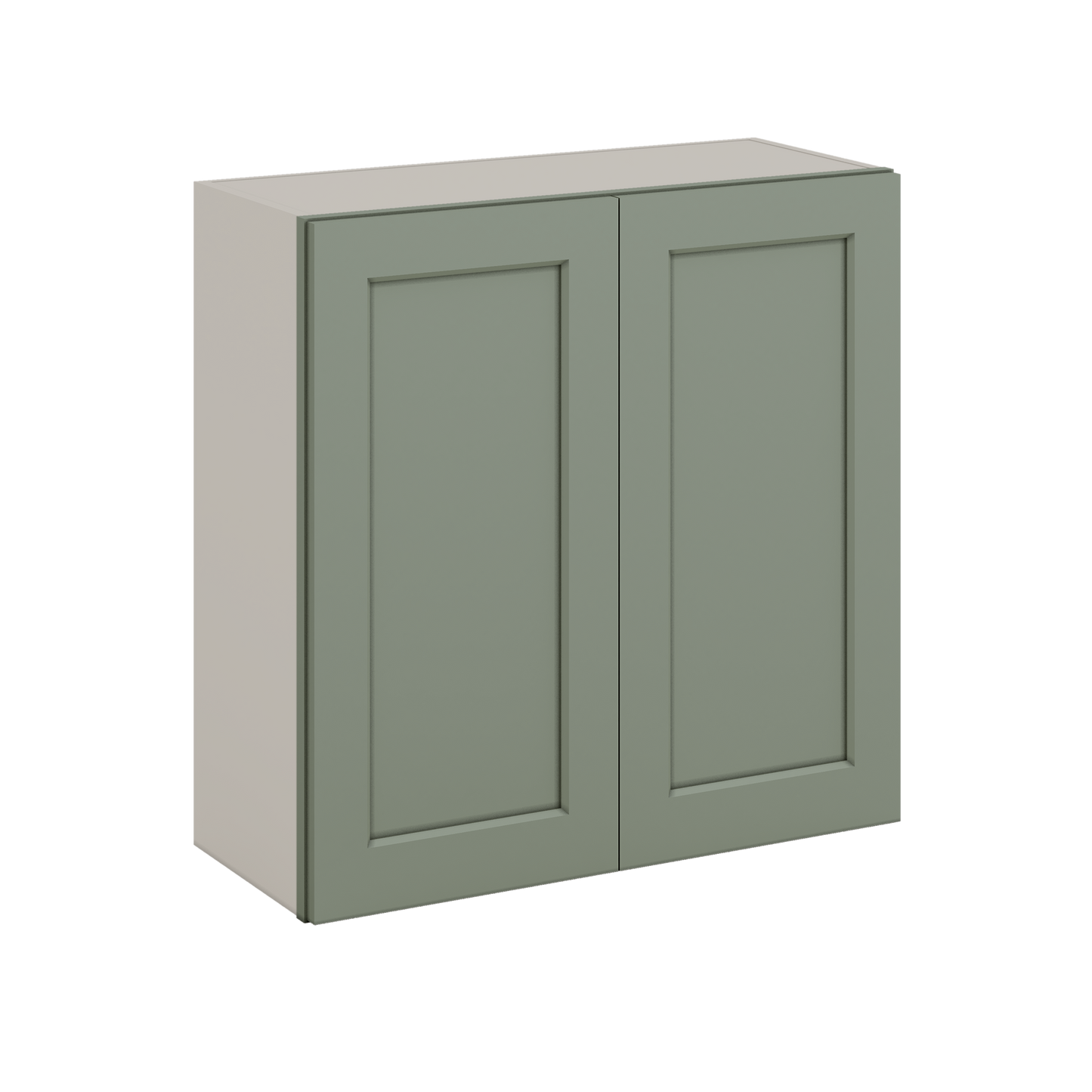 30" Tall Green Shaker 1-1/4" Overlay Wall Cabinet - Double Door 24", 27", 30", 33" & 36" Wide
