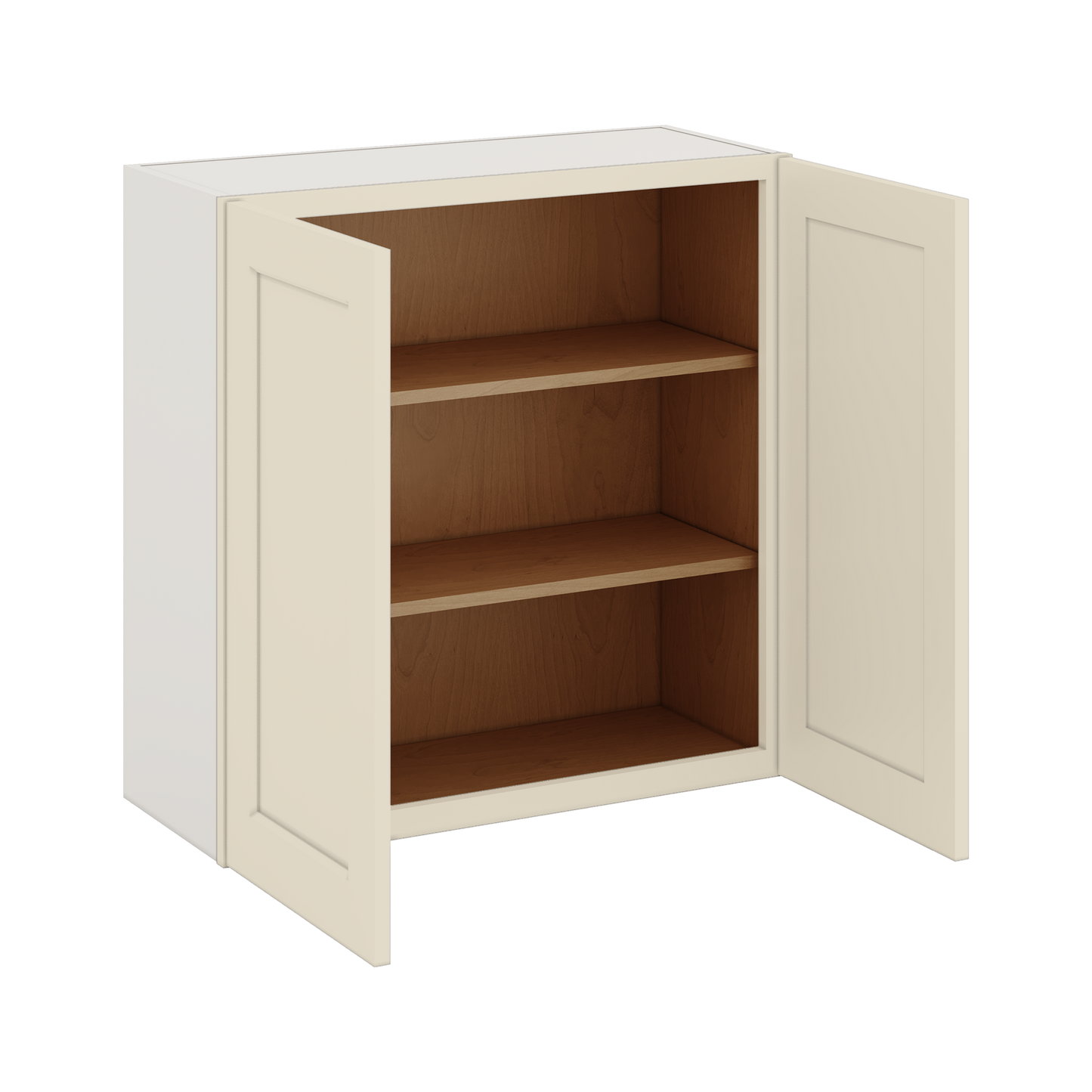 30" Tall Manhattan Cream Shaker 1-1/4" Overlay Wall Cabinet - Double Door 24", 27", 30", 33" & 36" Wide