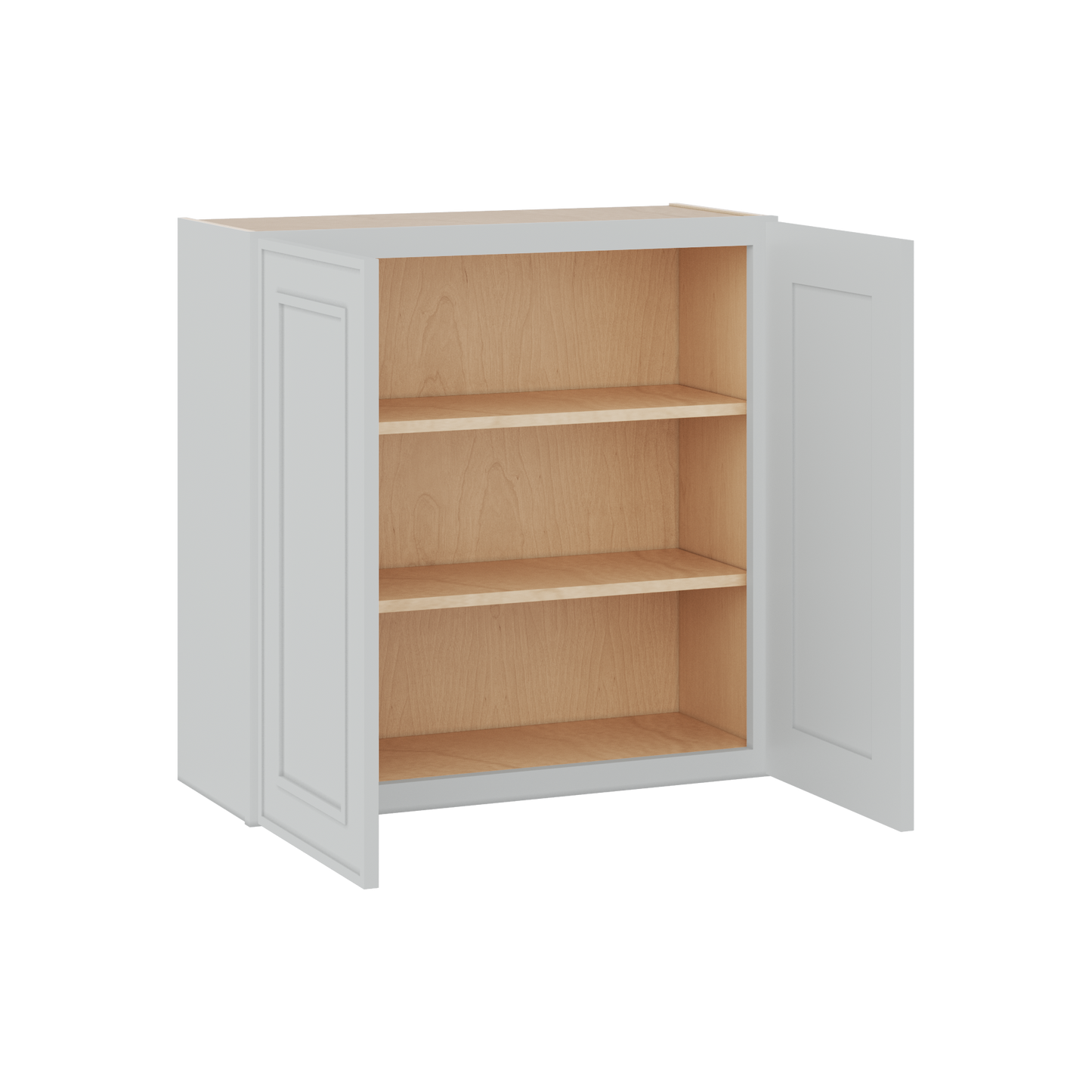 30" Tall Double Door 24", 27", 30", 33" & 36" White Elegant Oak Craftsman Shaker 1-1/4" Overlay Wall Cabinet