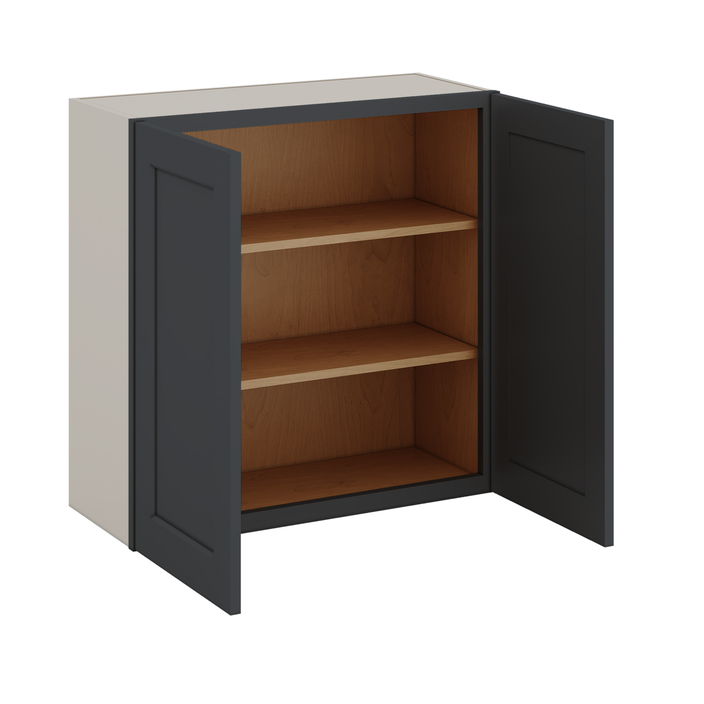 30" Tall 15HNS Hermosa Noir Black Shaker 1-1/4" Overlay Wall Cabinet - Double Door 24", 27", 30", 33" & 36" Wide