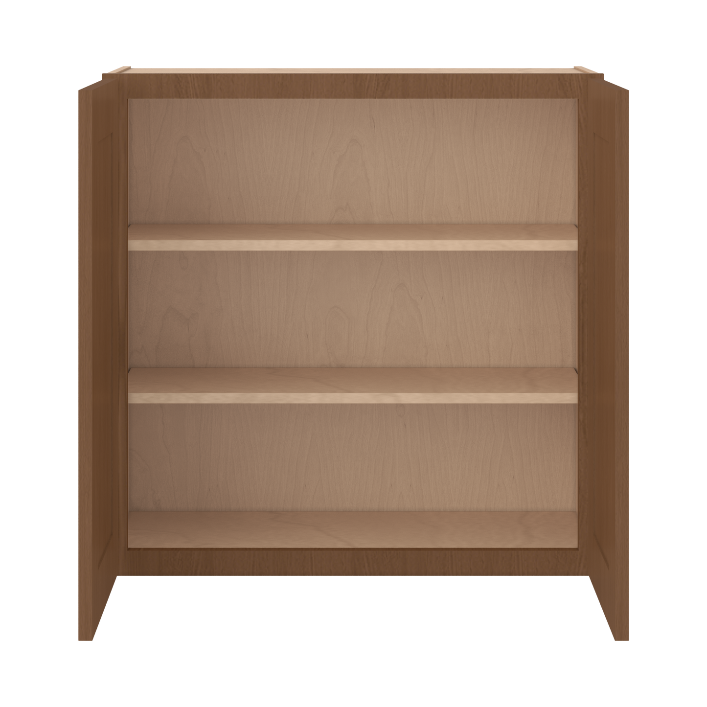 30" Tall Double Door 24", 27", 30", 33" & 36" Elegant Craftsman Mocha Shaker 1-1/4" Overlay Wall Cabinet