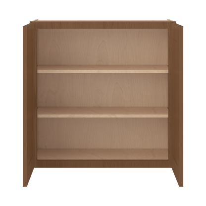 30" Tall Double Door 24", 27", 30", 33" & 36" Elegant Craftsman Mocha Shaker 1-1/4" Overlay Wall Cabinet