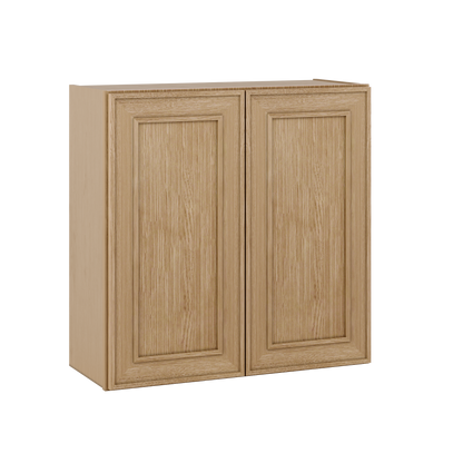 30" Tall Double Door 24", 27", 30", 33" & 36" Elegant Oak Craftsman Shaker 1-1/4" Overlay Wall Cabinet