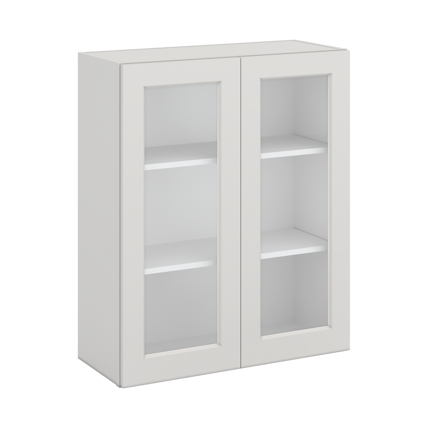 36" Tall 2WS White Shaker 1-1/4" Overlay Glass Ready Wall Cabinet - Double Door 24", 27", 30", 33" & 36" Wide