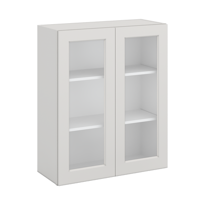 36" Tall 2WS White Shaker 1-1/4" Overlay Glass Ready Wall Cabinet - Double Door 24", 27", 30", 33" & 36" Wide