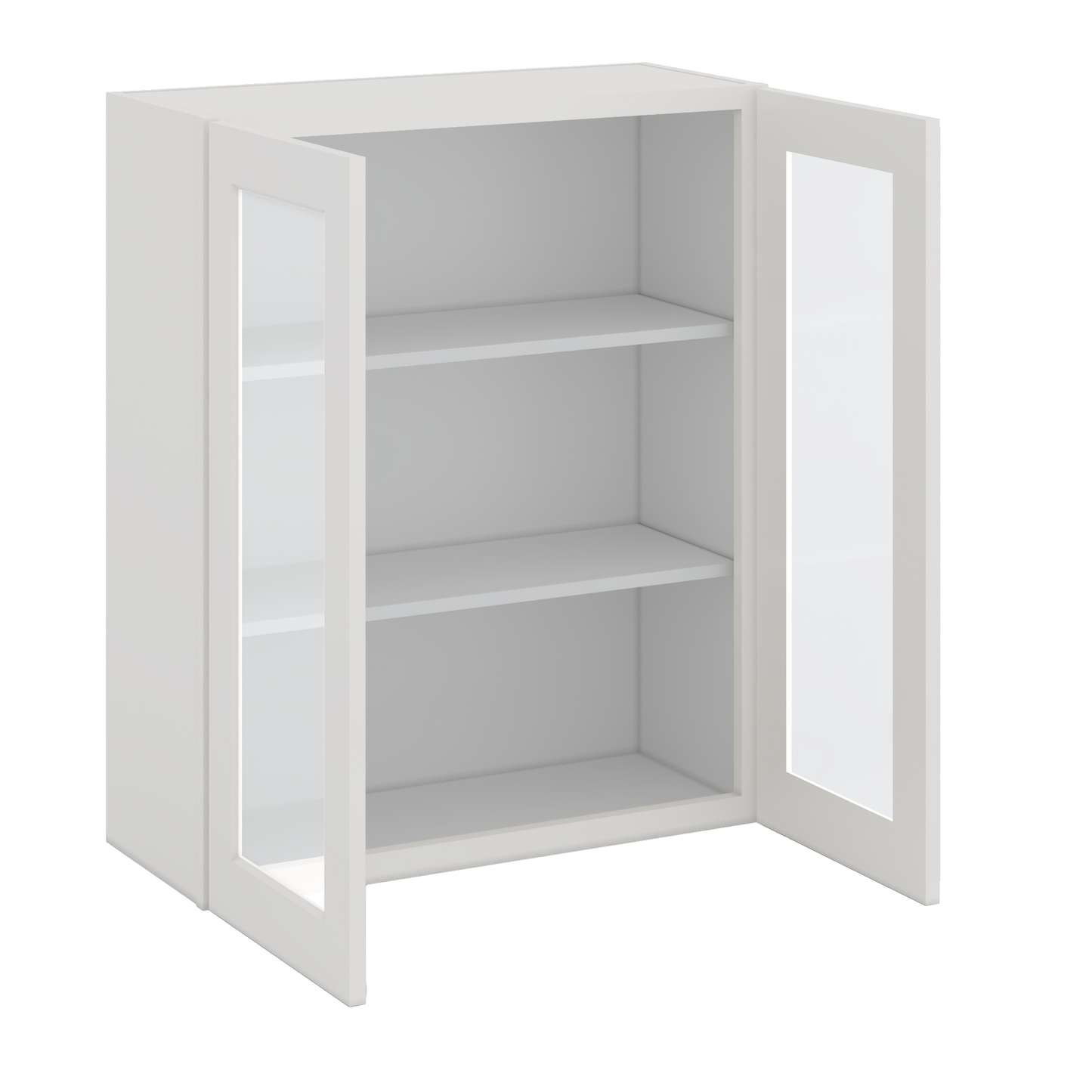 36" Tall 2WS White Shaker 1-1/4" Overlay Glass Ready Wall Cabinet - Double Door 24", 27", 30", 33" & 36" Wide