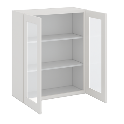 36" Tall 2WS White Shaker 1-1/4" Overlay Glass Ready Wall Cabinet - Double Door 24", 27", 30", 33" & 36" Wide