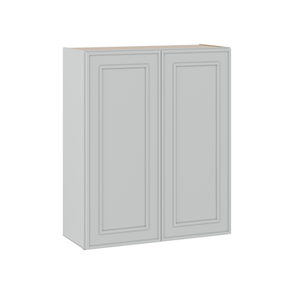 36" Tall Double Door 24", 27", 30", 33" & 36" Wide White Elegant Oak Shaker Wall Cabinet