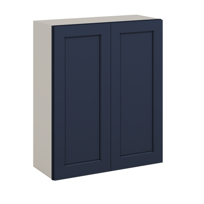 36" Tall 29NB Naval Blue Shaker 1-1/4" Overlay Wall Cabinet - Double Door 24", 27", 30", 33" & 36" 42" Wide