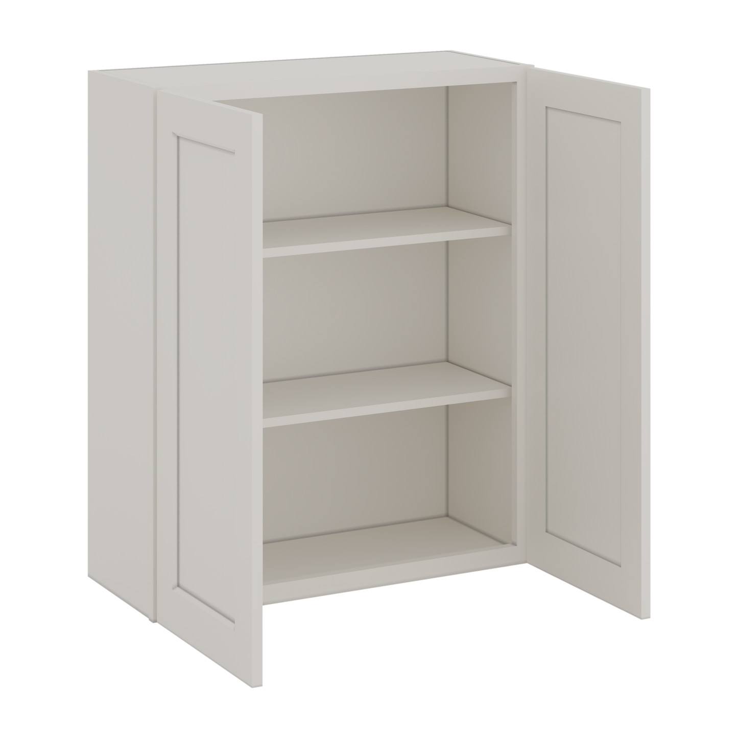 36" Tall 2WS White Shaker 1-1/4" Overlay Wall Cabinet - Double Door 24", 27", 30", 33" & 36" Wide