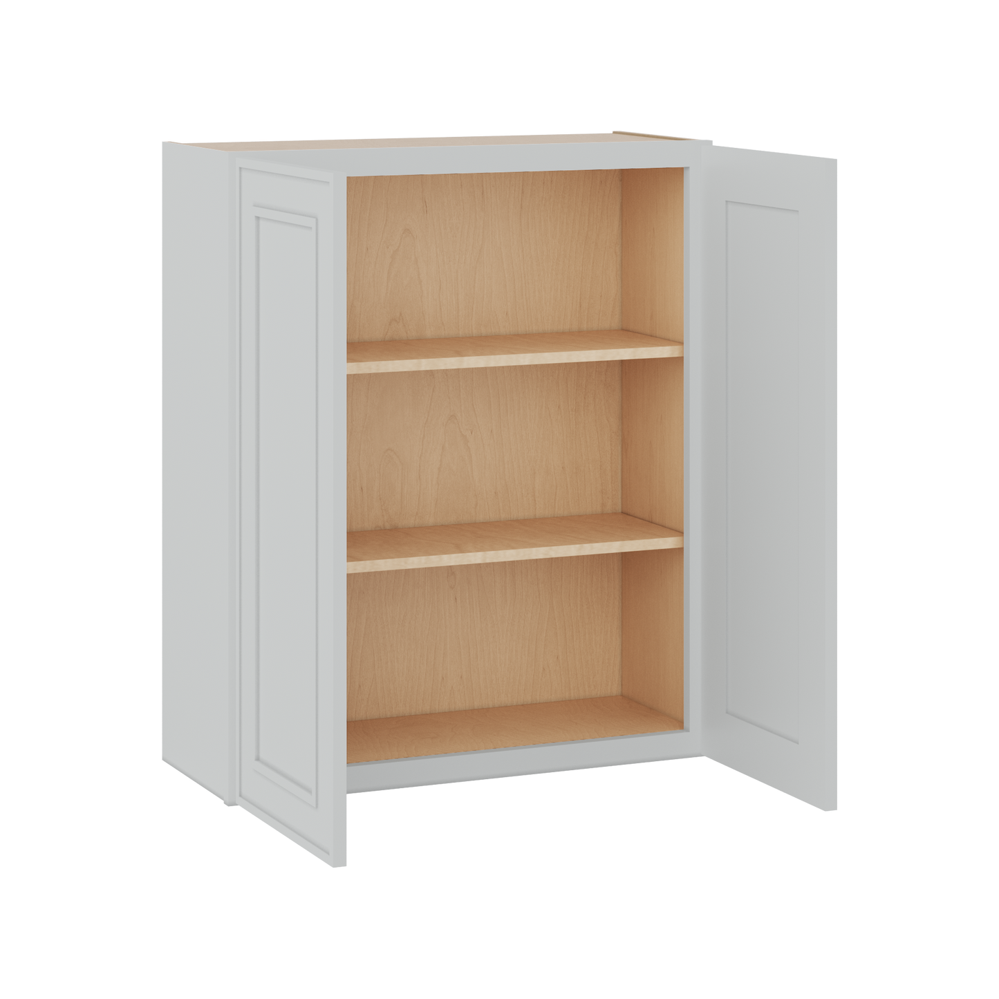 36" Tall Double Door 24", 27", 30", 33" & 36" Wide White Elegant Oak Shaker Wall Cabinet