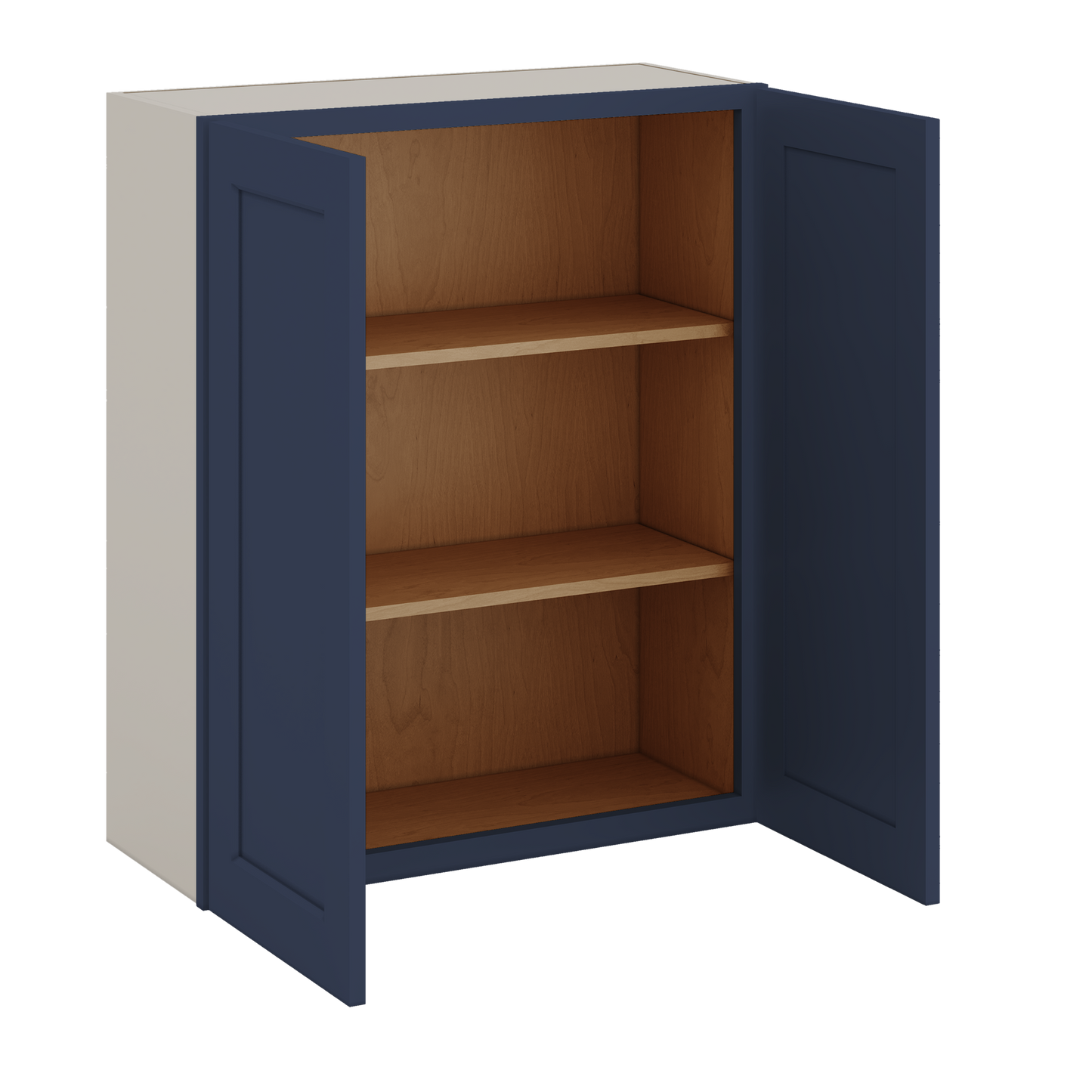 36" Tall 29NB Naval Blue Shaker 1-1/4" Overlay Wall Cabinet - Double Door 24", 27", 30", 33" & 36" 42" Wide