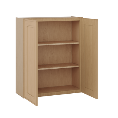 36" Tall Double Door 24", 27", 30", 33" & 36" Wide Elegant Oak Shaker Wall Cabinet