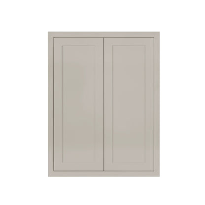 39" Tall Tuscan Gray Inset Shaker Wall Cabinet - Double Door 24", 27", 30", 33" & 36" Wide