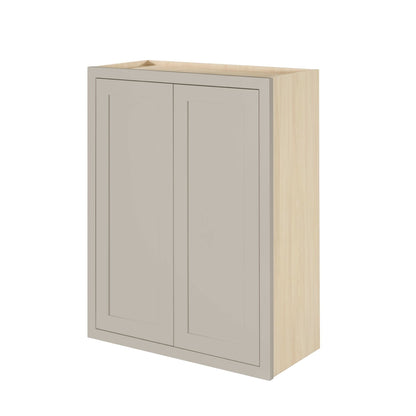 39" Tall Tuscan Gray Inset Shaker Wall Cabinet - Double Door 24", 27", 30", 33" & 36" Wide