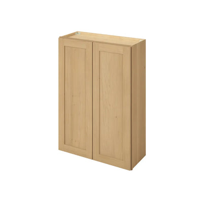 42" Tall Sandstone Birch Shaker 1-1/4" Overlay Wall Cabinet - Double Door 24", 27", 30", 33", 36"