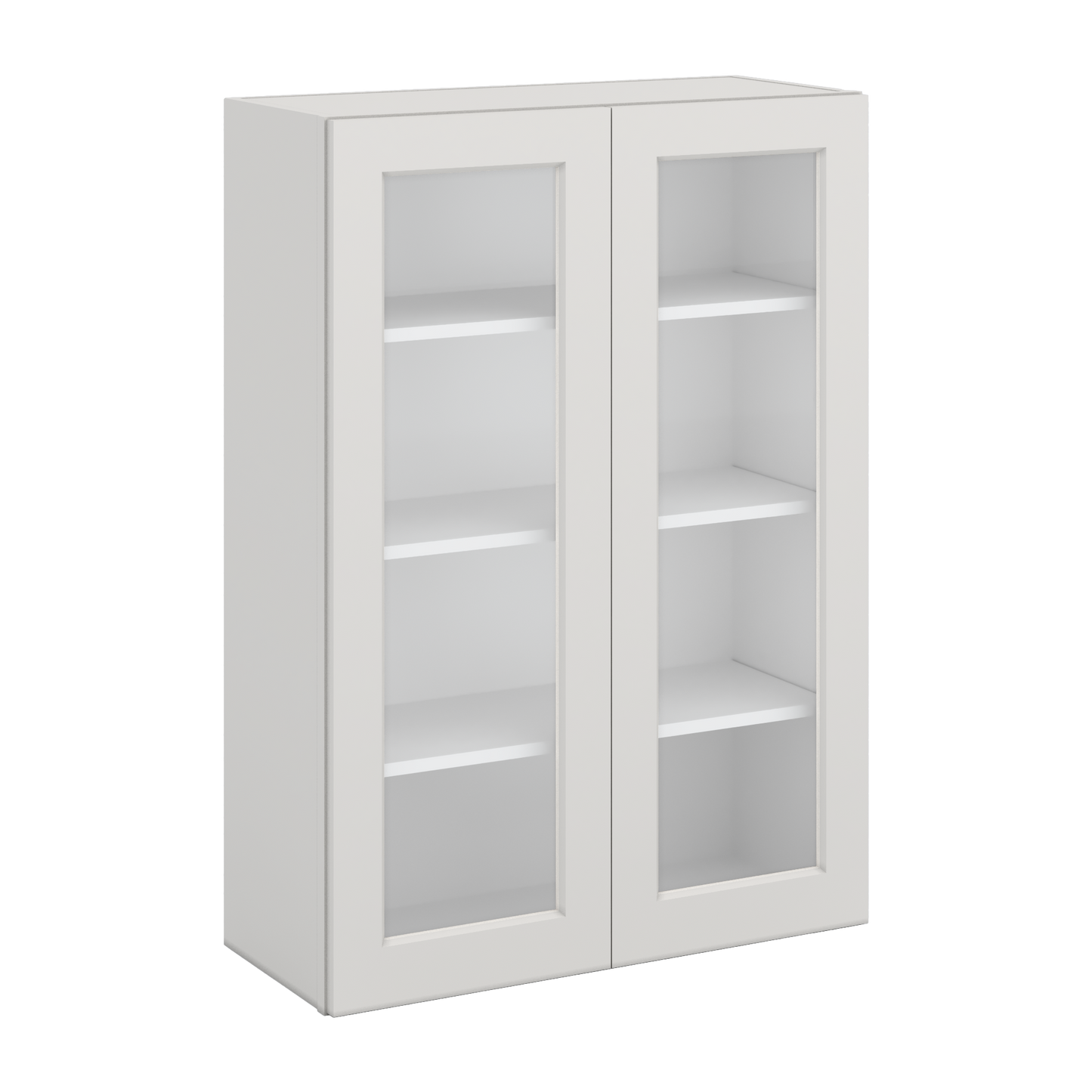 42" Tall 2WS White Shaker 1-1/4" Overlay Glass Ready Wall Cabinet - Double Door 24", 27", 30", 33", 36"
