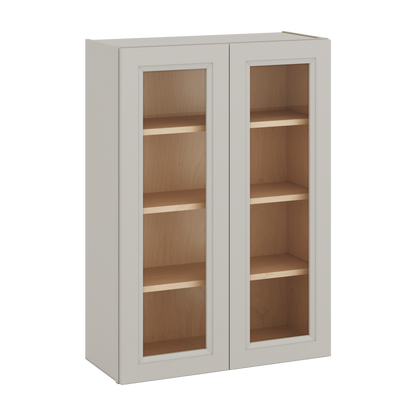42" Tall 27LGDS Laguna Gray Double Shaker Glass Ready Wall Cabinet - Double Door 24", 27", 30", 33", 36"