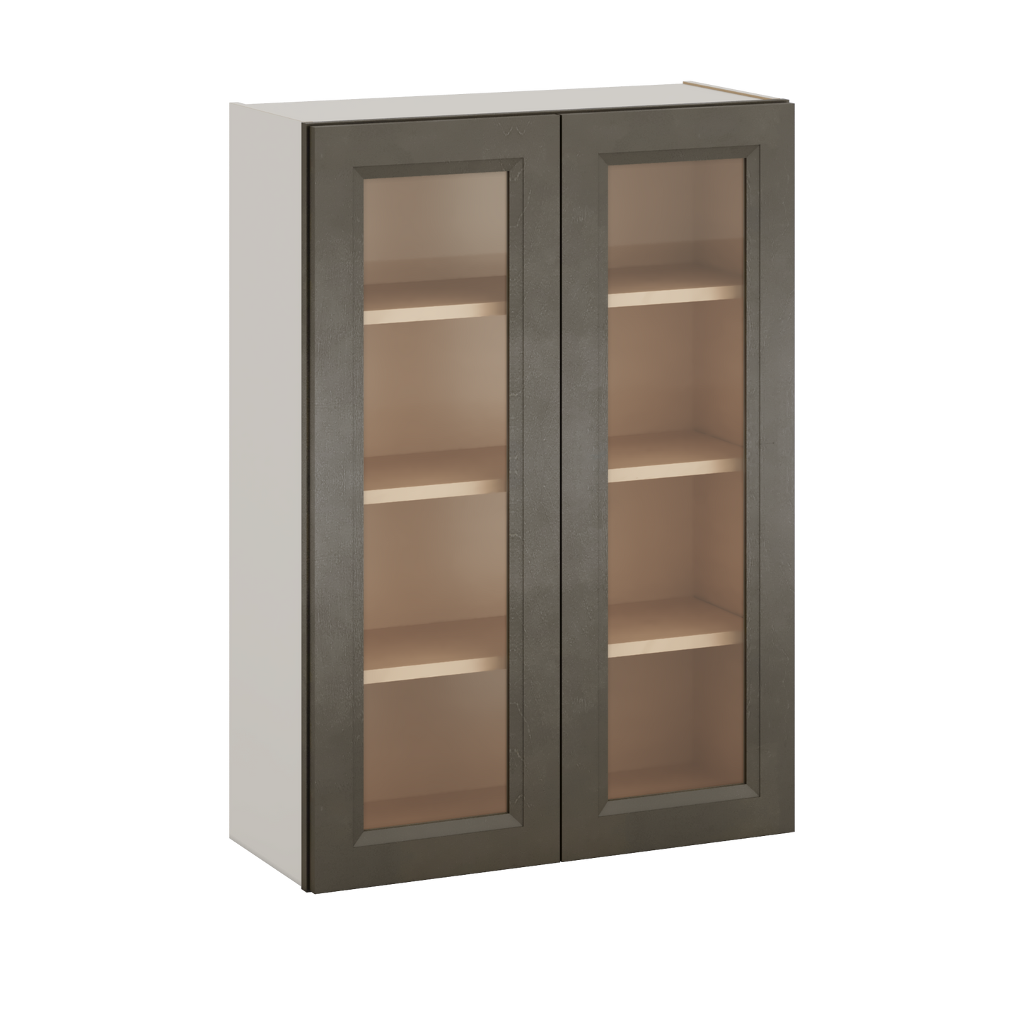 42" Tall Huntington Cinder Double Shaker Glass Ready Wall Cabinet - Double Door 24", 27", 30", 33", 36"